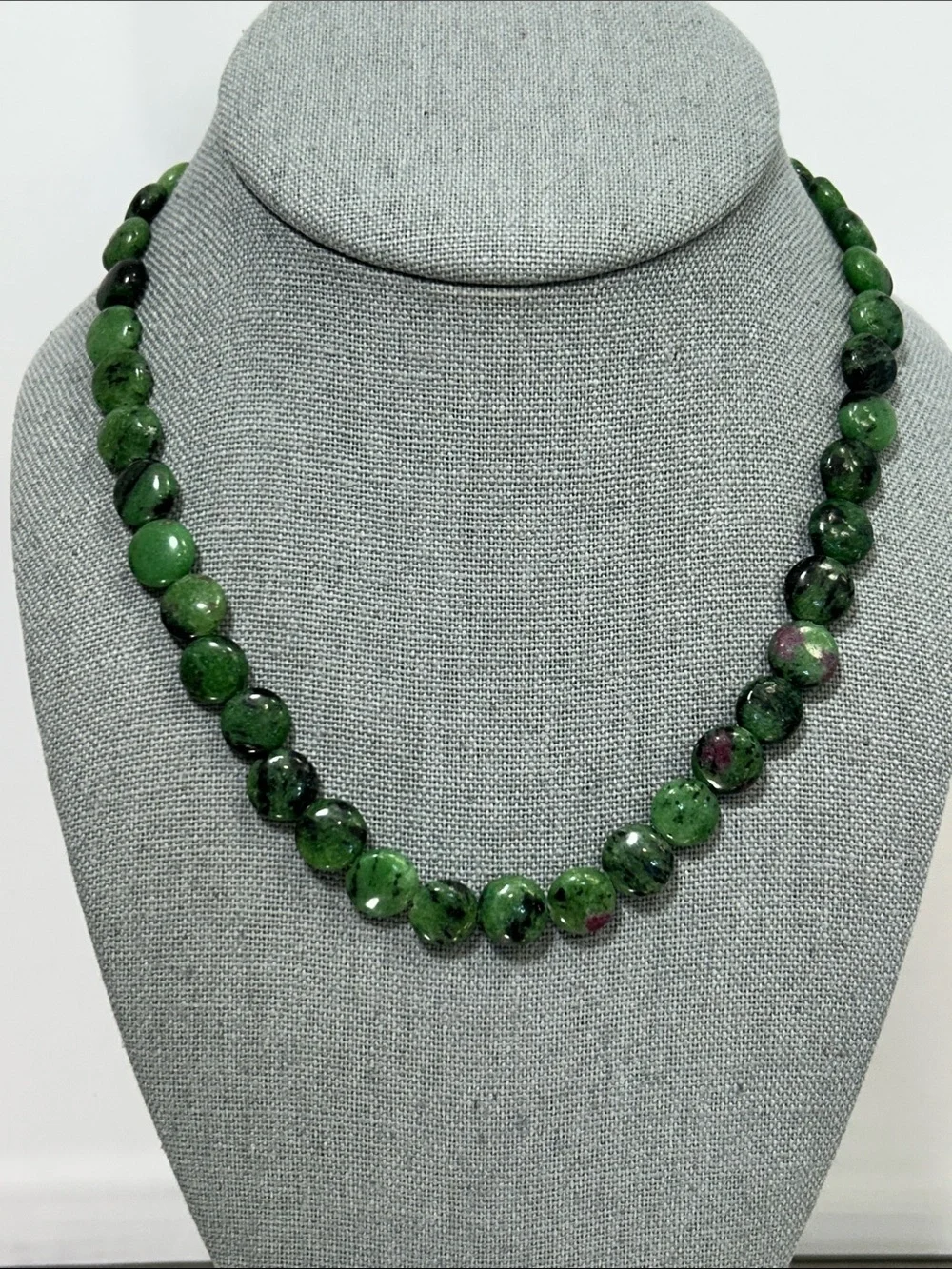 Green Ruby Zoisite Beaded Necklace - Women Jewelry
